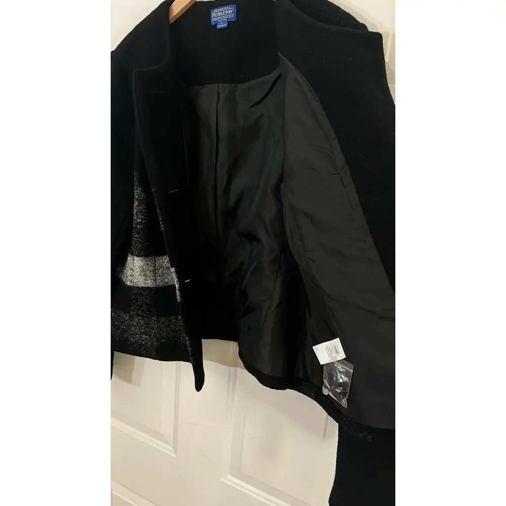 Vintage 90s Pendleton Ombre Plaid Wool Coat Dark Academia NWT L - Picture 9 of 14